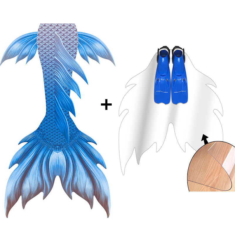 Flippers Swimming - ดีไซน์ใหม่สีฟ้าสกินหางนางเงือกสําหรับขนาดที่กําหนดเองคุณภาพสูงพร้อมว่ายน้ําและดําน้ํา Monofin Fin Flipper