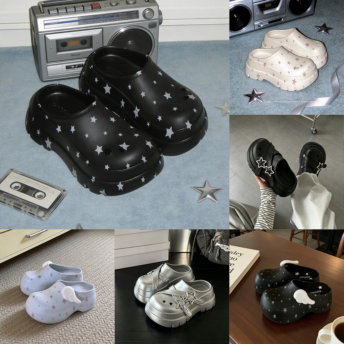 Water Shoes - รองเท้าแตะแพลตฟอร์มใหม่สำหรับฤดูร้อนสำหรับผู้หญิง ดีไซน์ดาวสไตล์ Y2K รองเท้าหัวโตแพลตฟอร์ม รองเท้าชายหาดกลางแจ้งสุดเท่ รองเท้าแตะลำลองพื้นหนา