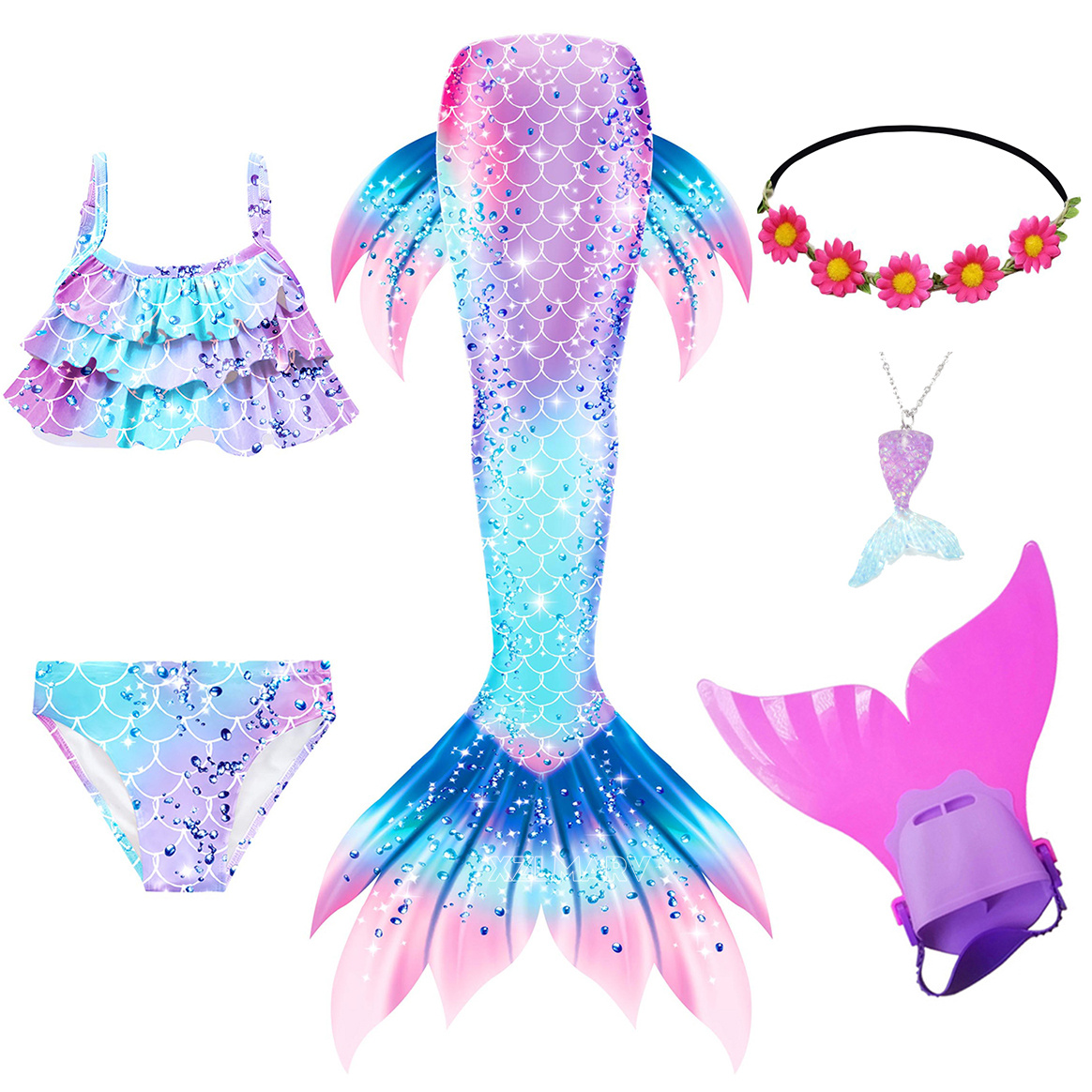 ชุดหางนางเงือกสำหรับเด็กผู้หญิ - Flippers Swimming บทวิจารณ์และราคา