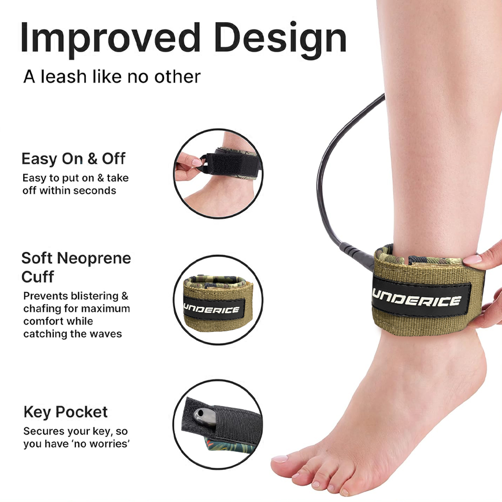 สายรัดข้อเท้าสำหรับกระดานโต้คล - Surfboard Leash บทวิจารณ์และราคา